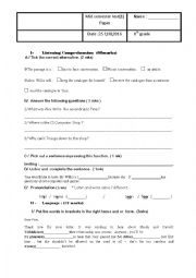 English Worksheet: mid semester test 1 8th grade