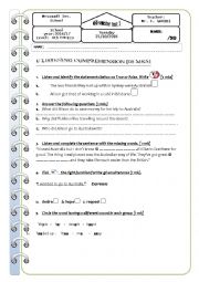 English Worksheet: mid semester 1 test    bac eco