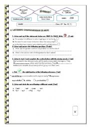 English Worksheet: mid semester 1 test    2nd sec  SC