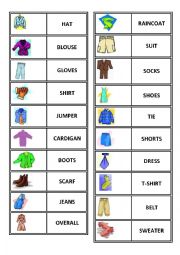 English Worksheet: Clothes domino