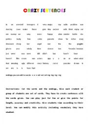 English Worksheet: Crazy Sentences