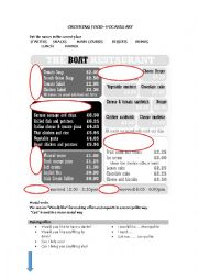 English Worksheet: ORDERING FOOD