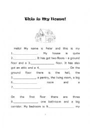 English Worksheet: Cloze exercise about the house