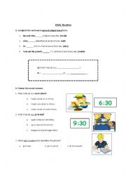 English Worksheet: Daily routine revise with Present Simple