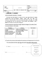 English Worksheet: End-term Test n 1