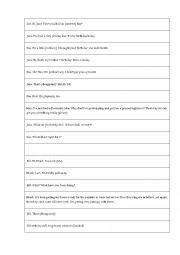 English Worksheet: Dialogues with -ed and -ing endings