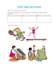English Worksheet: Free time activities