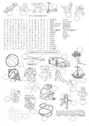 English Worksheet:  TOYS  - WORDSEARCH