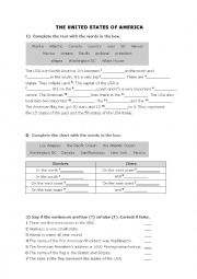 English Worksheet: The United States of America