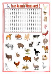 Farm animals Wordsearch 3