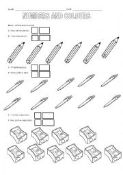 Classroom, numbers and colours