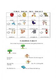 English Worksheet: demonstratives and preposition of place