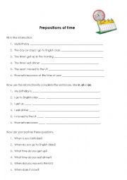 Prepositions practice sheet