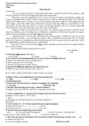 English Worksheet: 1st year test