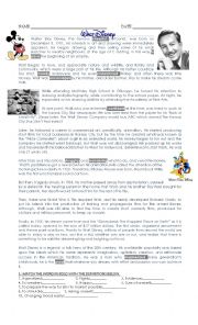 English Worksheet: Walter Disney + Modals of permission and obligation + reported speech