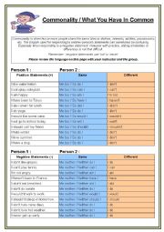 English Worksheet: What you have in common / Commonality