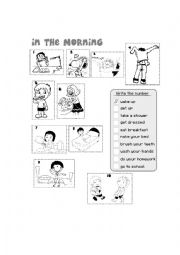 English Worksheet: Simple present, morning routines