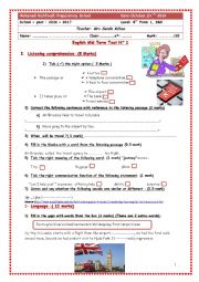 English Worksheet: mid semester test n18th form 2016