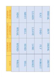 English Worksheet: Tense revision and modal verbs cut out game