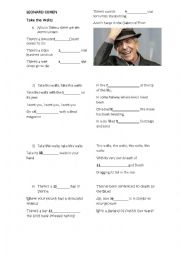 English Worksheet: Leonard Cohen Take the Waltz