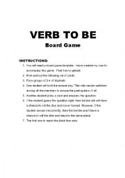 English Worksheet: Verb to Be (board game) part II