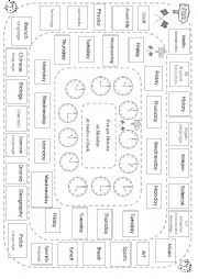 English Worksheet: SCHOOL TIMETABLE BOARD GAME