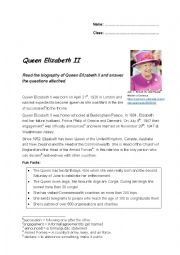 English Worksheet: Queen Elizabeth II 