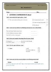 English Worksheet: Mid-semester test N1