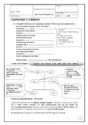English Worksheet: Mid- Semester test n1