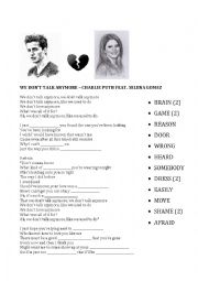 We Don T Talk Anymore Esl Worksheet By Chia