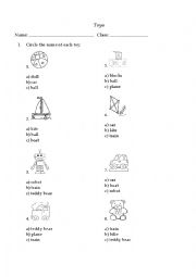 English Worksheet: Lets practice toys vocabulary