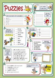 English Worksheet: BASIC PUZZLES