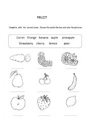 English Worksheet: fruit