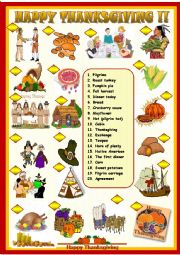 English Worksheet: Thanksgiving  matching for beginners
