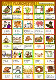 English Worksheet: Thanksgiving new multiple choice