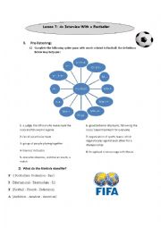 English Worksheet: Lesson 7 2nd form an interview with a footballer