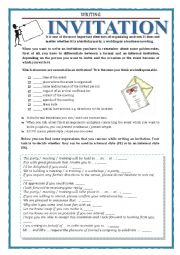 English Worksheet: WRITING - INVITATION