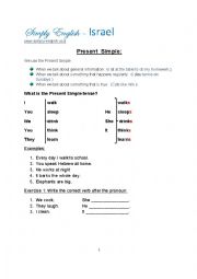 Present Simple - Explanation and Work Sheet