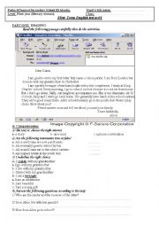 English Worksheet: English test: diana e-mail