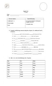 English test present simple and conditional 1