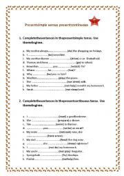English Worksheet: Present simple and present continuous