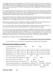 English Worksheet: Biography Kipling