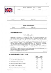 English Worksheet: daily routine