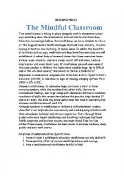 English Worksheet: MINDFULNESS