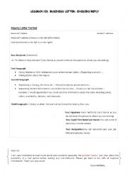 English Worksheet: Business letter: Inquiry/Reply