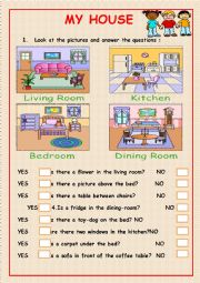 English Worksheet: 2 pages MY HOUSE