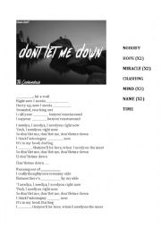 English Worksheet: Dont let me down: fill in the gaps