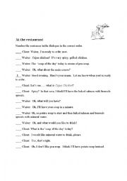 English Worksheet: At restaurant