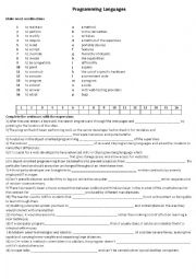 English Worksheet: Programming languages part 2