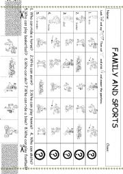 Family members and sports (cut and paste, speaking, sequence type)